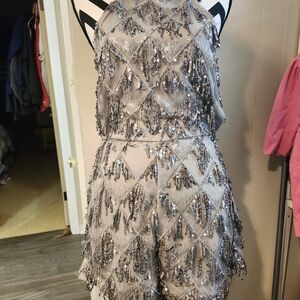 PrettyLittleThing Silver Sequin Mini Dress